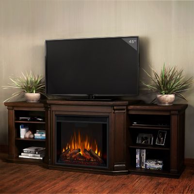 Real Flame 74.25 in. Valmont Media Electric Fireplace, Chestnut Oak