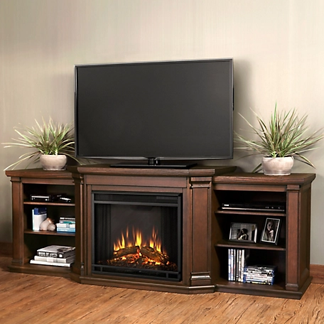 Real Flame 74.25 in. Valmont Media Electric Fireplace, Chestnut Oak