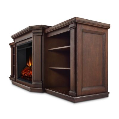 Image showing 5 th Real Flame 74.25 in. Valmont Media Electric Fireplace, Dark Mahogany