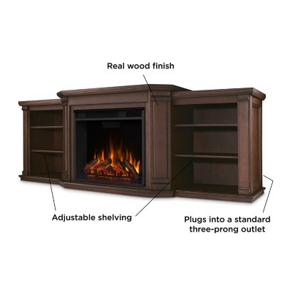 Image showing 6 th Real Flame 74.25 in. Valmont Media Electric Fireplace, Dark Mahogany