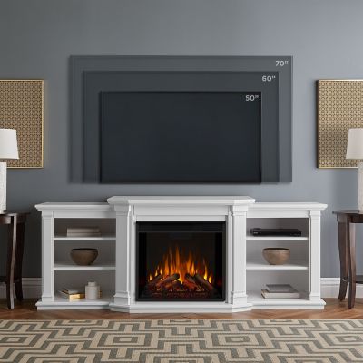 Real Flame 74.25 in. Electric Valmont Media Fireplace, White, 4,780 BTU