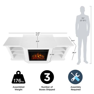Image showing  74.25 in. Electric Valmont Media Fireplace, White, 4,780 BTU
