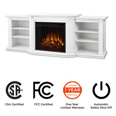 Image showing 5 th Real Flame 74.25 in. Electric Valmont Media Fireplace, White, 4,780 BTU