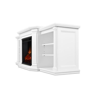 Image showing 6 th Real Flame 74.25 in. Electric Valmont Media Fireplace, White, 4,780 BTU