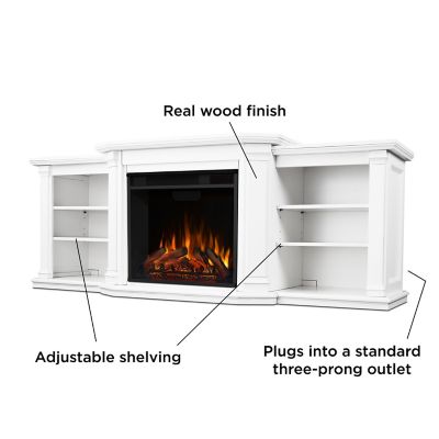 Image showing 7 th Real Flame 74.25 in. Electric Valmont Media Fireplace, White, 4,780 BTU