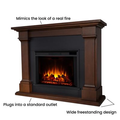 Image showing 6 th Real Flame 63 in. Electric Callaway Grand Fireplace, Chestnut Oak, 5,000 BTU