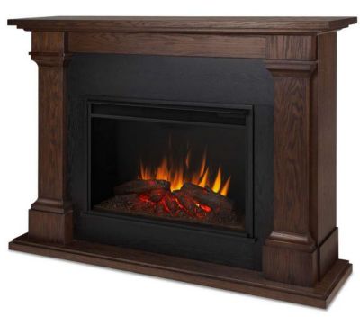 Image showing 10 th Real Flame 63 in. Electric Callaway Grand Fireplace, Chestnut Oak, 5,000 BTU