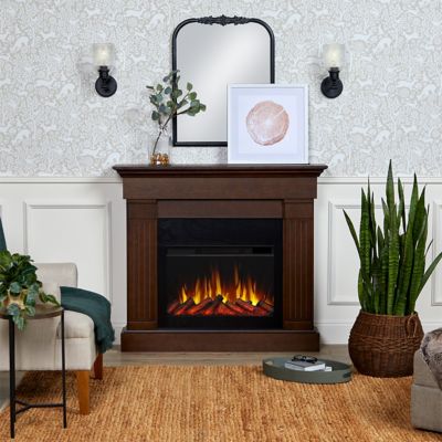 Real Flame 47.4 in. Crawford Electric Fireplace in Chestnut Oak