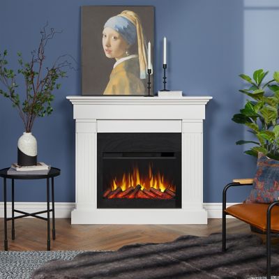 Real Flame 47.4 in. Crawford Line Electric Fireplace in White