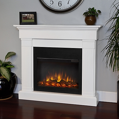 Real Flame 47.4 in. Crawford Line Electric Fireplace in White