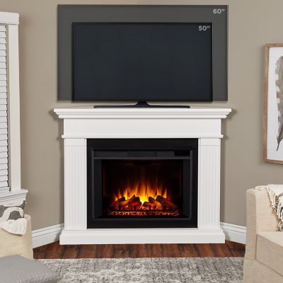 Real Flame 55.5 in. Kennedy Grand Corner Electric Fireplace, White