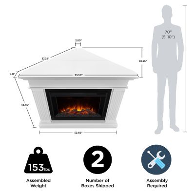 Image showing  55.5 in. Electric Kennedy Grand Corner Fireplace, White