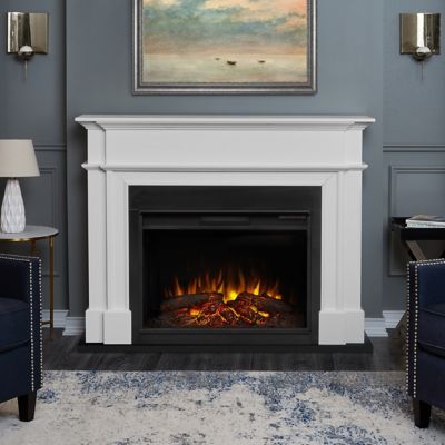Real Flame 55.3 in. Harlan Grand Electric Fireplace, White