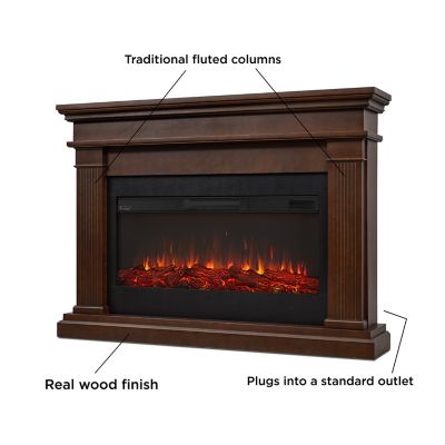 Image showing 5 th Real Flame 58.5 in. Beau Landscape Electric Fireplace in Dark Walnut