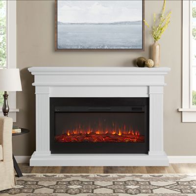 Real Flame Electric Indoor Beau Landscape Fireplace, 58.5 in., White