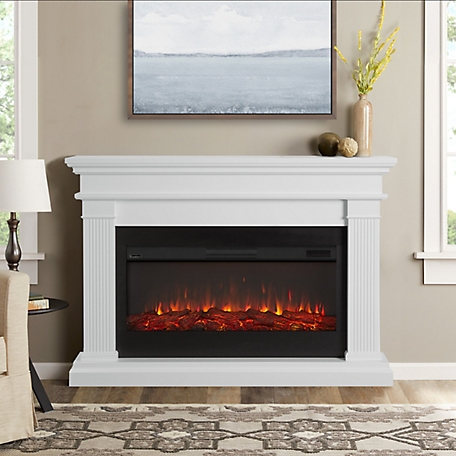 Real Flame 58.5 in. Beau Landscape Electric Fireplace in White