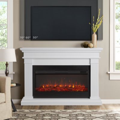 Image showing 1 th Real Flame Electric Indoor Beau Landscape Fireplace, 58.5 in., White