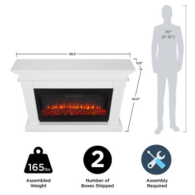 Image showing 2 th Real Flame Electric Indoor Beau Landscape Fireplace, 58.5 in., White