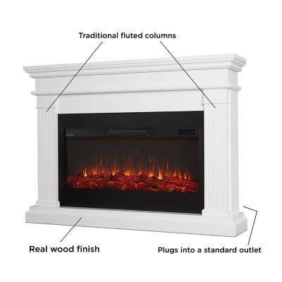 Image showing 6 th Real Flame Electric Indoor Beau Landscape Fireplace, 58.5 in., White