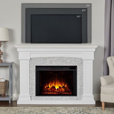Image showing  63 in. Electric Deland Grand Fireplace, 5,000 BTUs, White