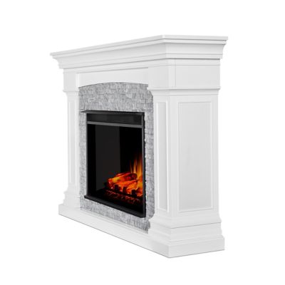 Image showing 5 th Real Flame 63 in. Electric Deland Grand Fireplace, 5,000 BTUs, White