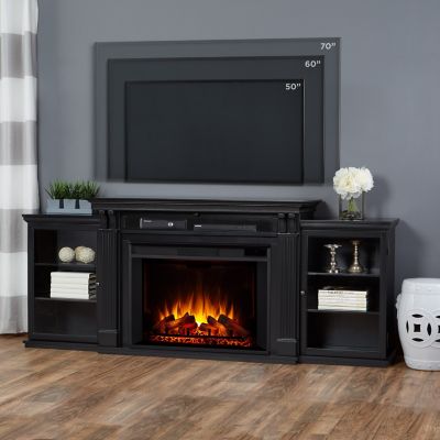 Real Flame 83.75 in. Tracey Grand Media Electric Fireplace, Black