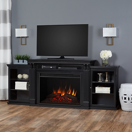 Real Flame 83.75 in. Tracey Grand Media Electric Fireplace, Black