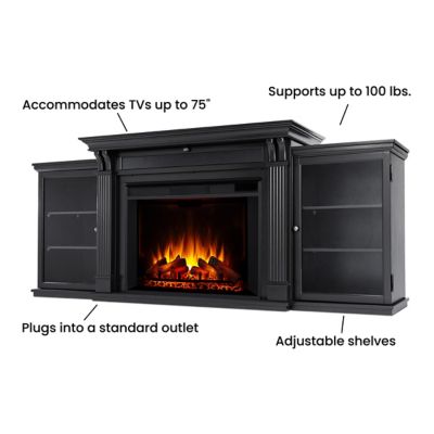 Image showing 5 th Real Flame 83.75 in. Electric Tracey Grand Media Fireplace, Black