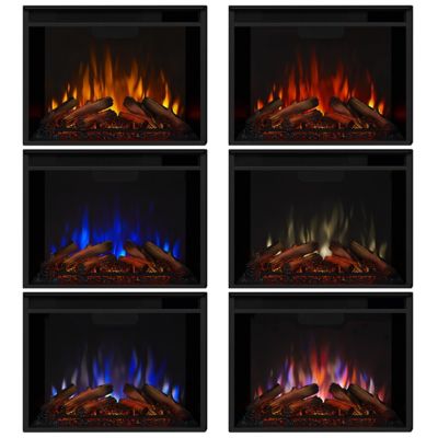 Image showing 7 th Real Flame 83.75 in. Electric Tracey Grand Media Fireplace, Black
