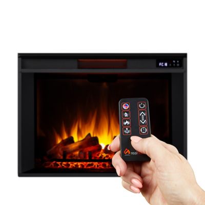 Image showing 8 th Real Flame 83.75 in. Electric Tracey Grand Media Fireplace, Black