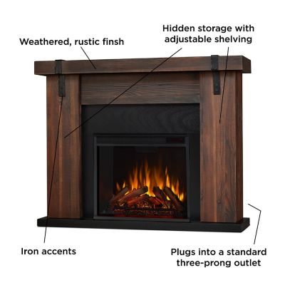 Image showing 7 th Real Flame 48.5 in. Aspen Electric Fireplace in Chestnut Barnwood