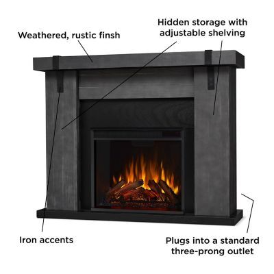 Image showing 5 th Real Flame Electric Indoor Aspen Fireplace, 48.5 in., Gray Barnwood