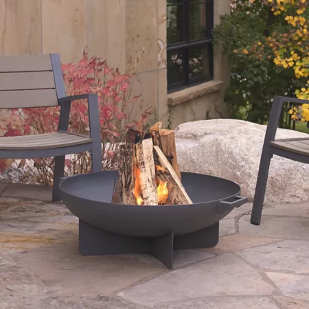 Real Flame Anson 31.75 in Wood Fire Bowl Gray Fire Pits