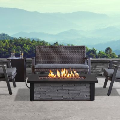Real Flame Berthoud Propane Fire Table in Stacked Stone with NG Conversion