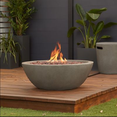 Real Flame 36.35 in. Riverside Propane Gas Fire Bowl with Natural Gas Conversion Kit, Glacier Gray