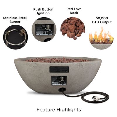 Image showing  36.35 in. Riverside Propane Gas Fire Bowl with Natural Gas Conversion Kit, Glacier Gray