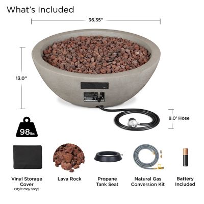 Image showing  36.35 in. Riverside Propane Gas Fire Bowl with Natural Gas Conversion Kit, Glacier Gray