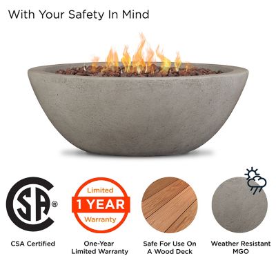 Image showing  36.35 in. Riverside Propane Gas Fire Bowl with Natural Gas Conversion Kit, Glacier Gray