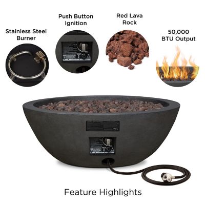 Image showing  36.35 in. Riverside Propane Gas Fire Bowl with Natural Gas Conversion Kit, Shale