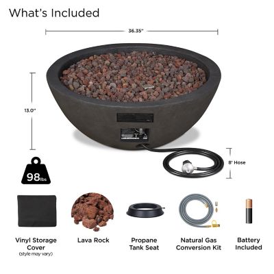 Image showing  36.35 in. Riverside Propane Gas Fire Bowl with Natural Gas Conversion Kit, Shale
