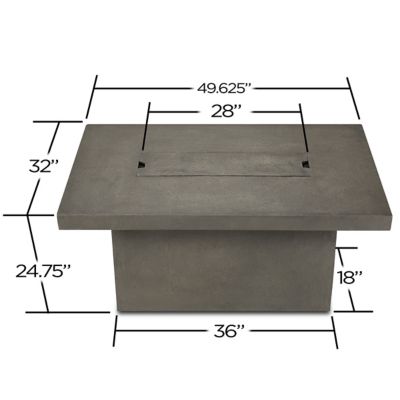 Image showing  49.6 in. x 32 in. Ventura Rectangle Propane Gas Fire Table with Natural Gas Conversion Kit, Chat Height, Glacier Gray