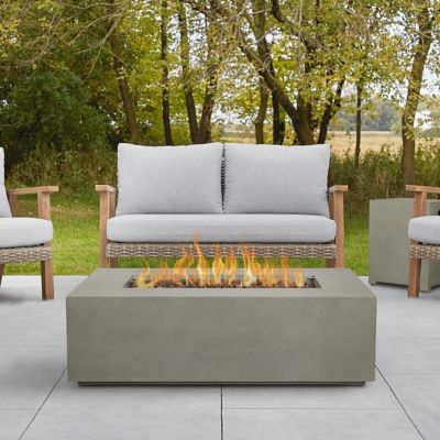 Real Flame Aegean Small Rectangle Propane Gas Fire Table with Natural Gas Conversion Kit, Mist Gray