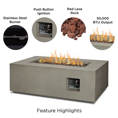 Image showing  23 in. Aegean Small Rectangle Propane Gas Fire Table with Natural Gas Conversion Kit, Mist Gray