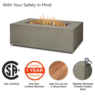 Image showing  23 in. Aegean Small Rectangle Propane Gas Fire Table with Natural Gas Conversion Kit, Mist Gray