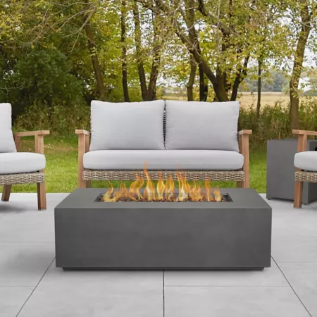 Real Flame Aegean Small Rectangular Propane Gas Fire Pit with Natural Gas Conversion Kit Weathered Slate Fire Pits