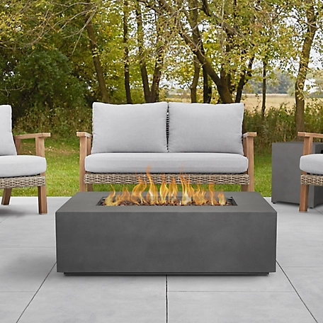 Real Flame Aegean Small Rectangle Propane Gas Fire Table with Natural Gas Conversion Kit, Weathered Slate
