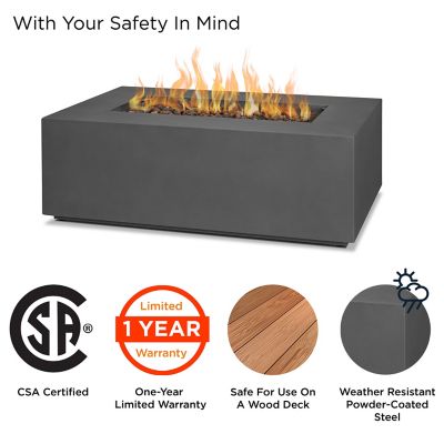 Image showing  Aegean Small Rectangle Propane Gas Fire Table with Natural Gas Conversion Kit, Weathered Slate