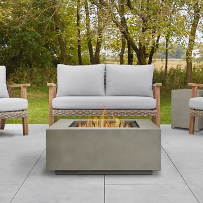 Real Flame Aegean Square Propane Gas Fire Table with Natural Gas Conversion Kit, Mist Gray