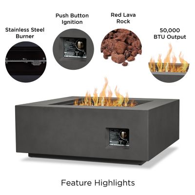 Image showing  Aegean Square Propane Gas Fire Table with Natural Gas Conversion Kit, Weathered Slate