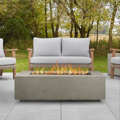 Real Flame Aegean Large Rectangle Propane Gas Fire Table with Natural Gas Conversion Kit, Mist Gray